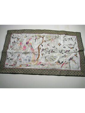 Chinese Silk Embroidered Panel Peacock Crane Birds 30 Inches Asian Home Decor